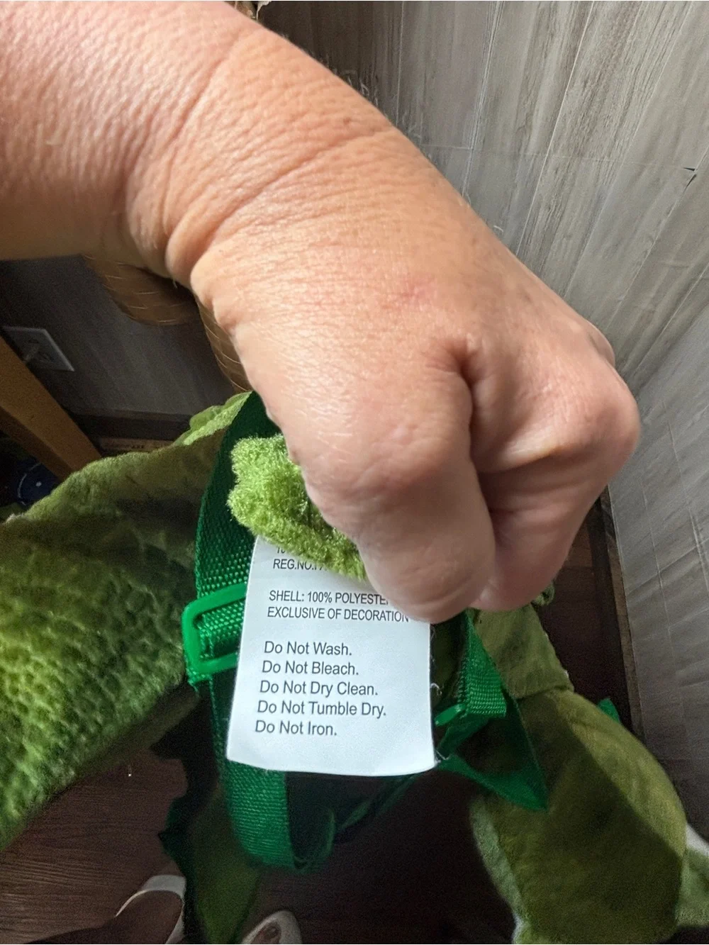 Plush Green Dinosaur Backpack Toddler 3T-4T Adjustable Soft Kids Costume